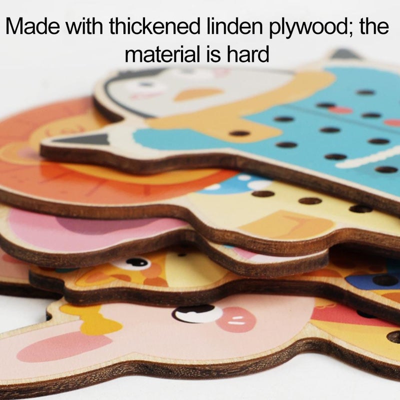 Wooden Lacing Threading Toys, Ropes Puzzle & Dementia Products, Sensory Activity Board, Memory Games and Jigsaw Puzzle Set for Caregivers Enhances Memory, Coordination, Focus - Image 2